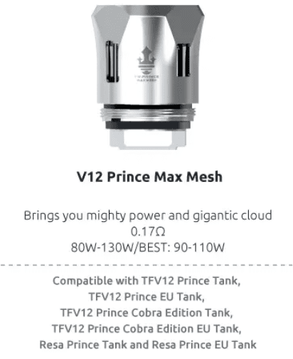V12 Prince replacement Coil - Max Mesh 